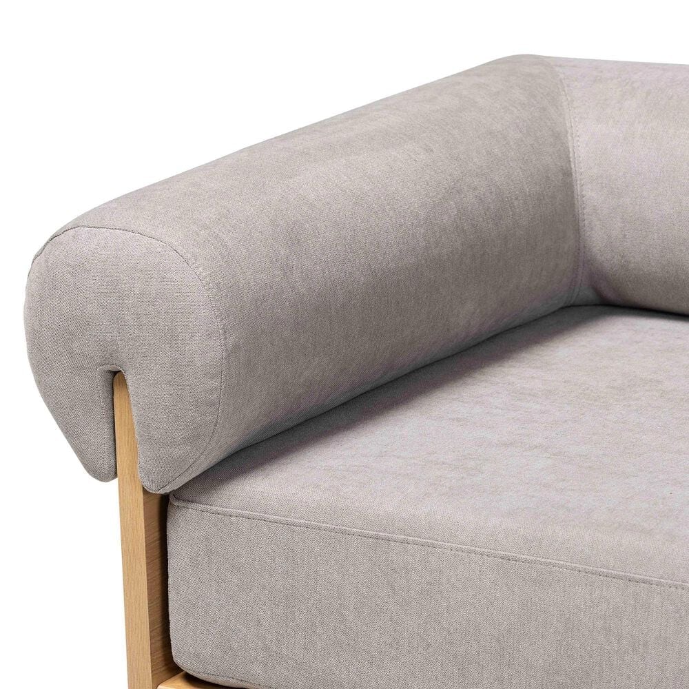 Baxton Studio Bertille Left-Arm Chaise Lounge with Oak Base in Grey, , large