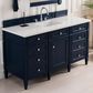 James Martin Vanities Brittany 60" Single Bathroom Vanity in Victory Blue with 3 cm White Zeus Quartz Top and Rectangular Sink, , large