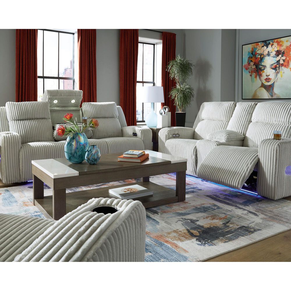Ashley Forest Lake Power Reclining Sofa with Adjustable Headrest in Alloy Velvet, , large