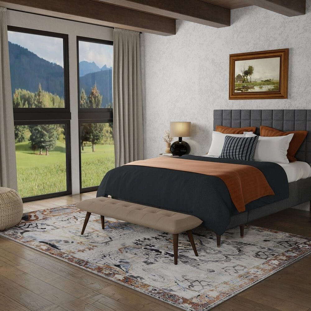 Feizy Melrose 39P2F 6&#39;7&quot; X 9&#39;6&quot; Gray and Rust Area Rug, , large