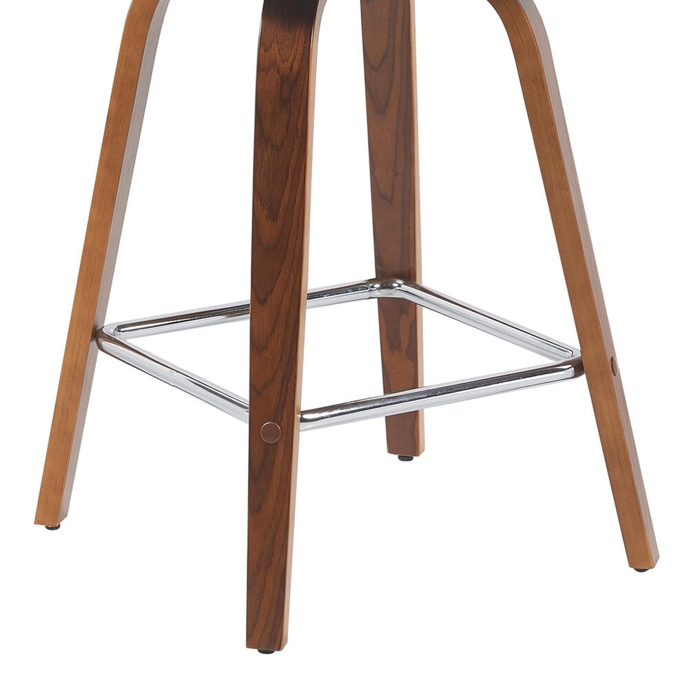 Armen Living Vienna Swivel Counter Height Stool with Snow White Upholstery in Walnut, , large