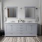 Lexora Home Dukes 80" Double Bathroom Vanity in Dark Grey with 2 cm White Cultured Marble Top and Rectangular Sinks, , large