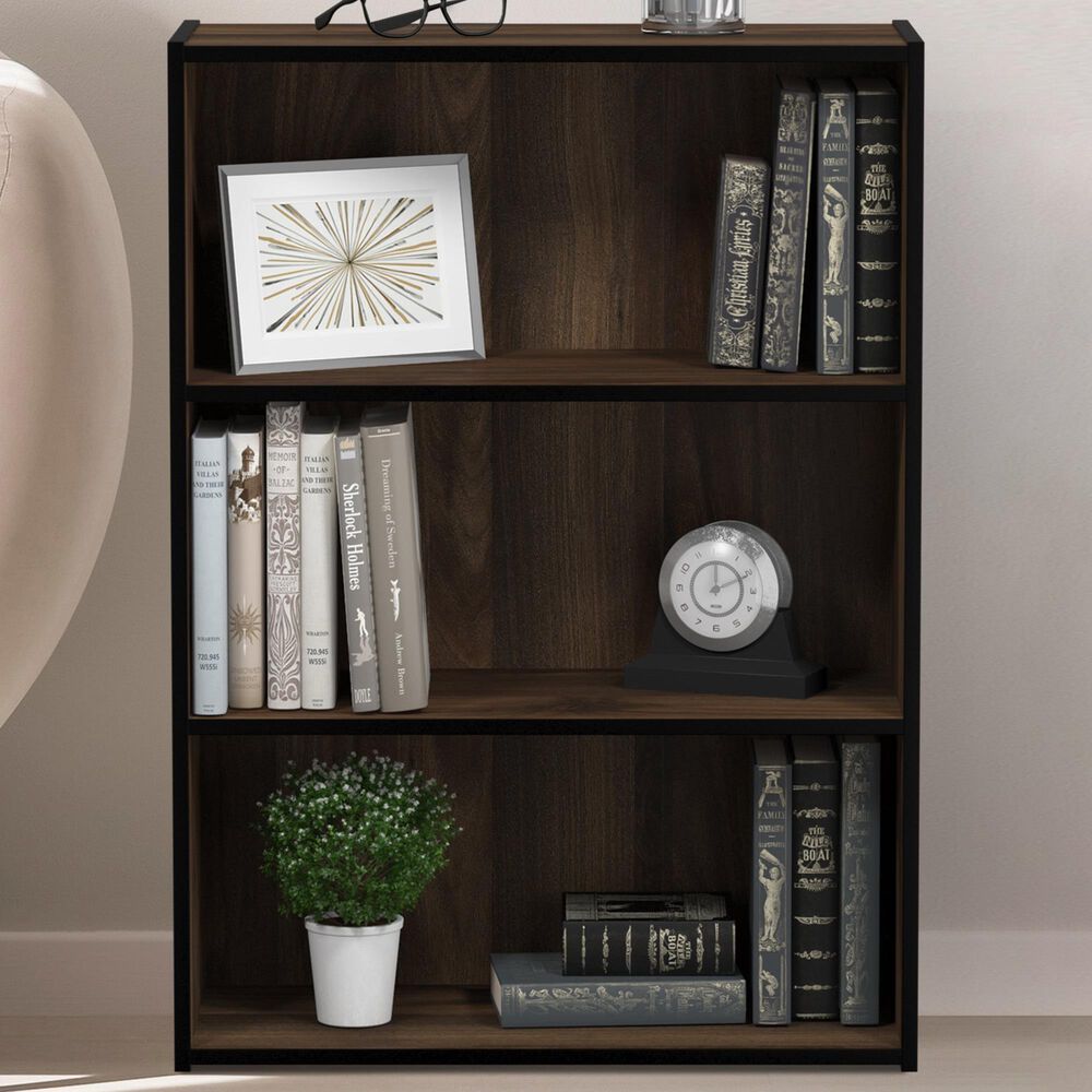 HOMLUX 3-Tier Open Shelf Bookcase in Columbia Walnut, , large