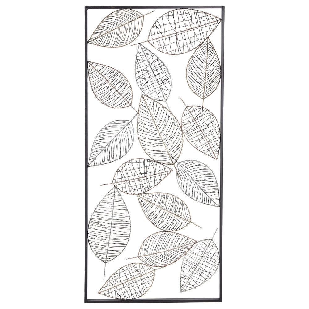 Maple and Jade Leaf 46" x 22" Wall Decor in Silver, Black and Brown, , large