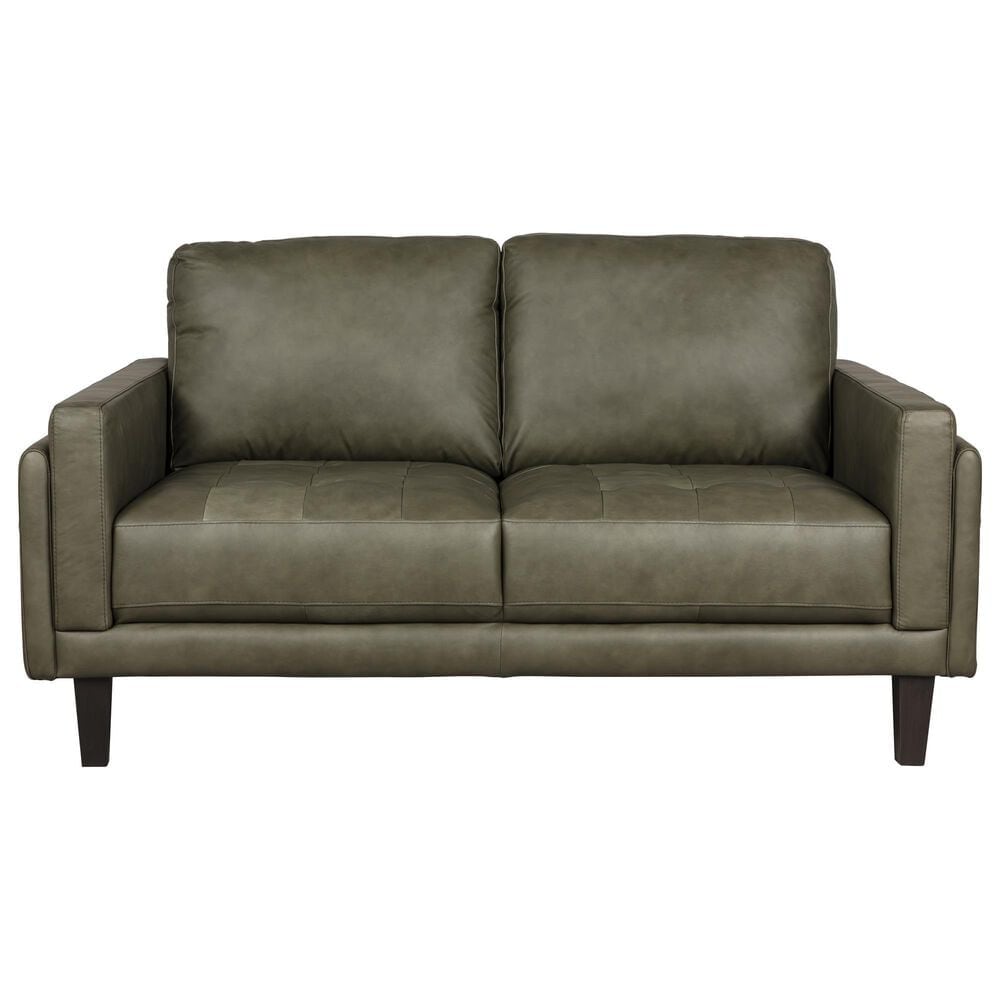 Chateau D"ax Leather Stationary Loveseat in Olive, , large