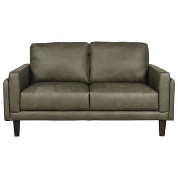 Chateau D"ax Leather Stationary Loveseat in Olive, , large