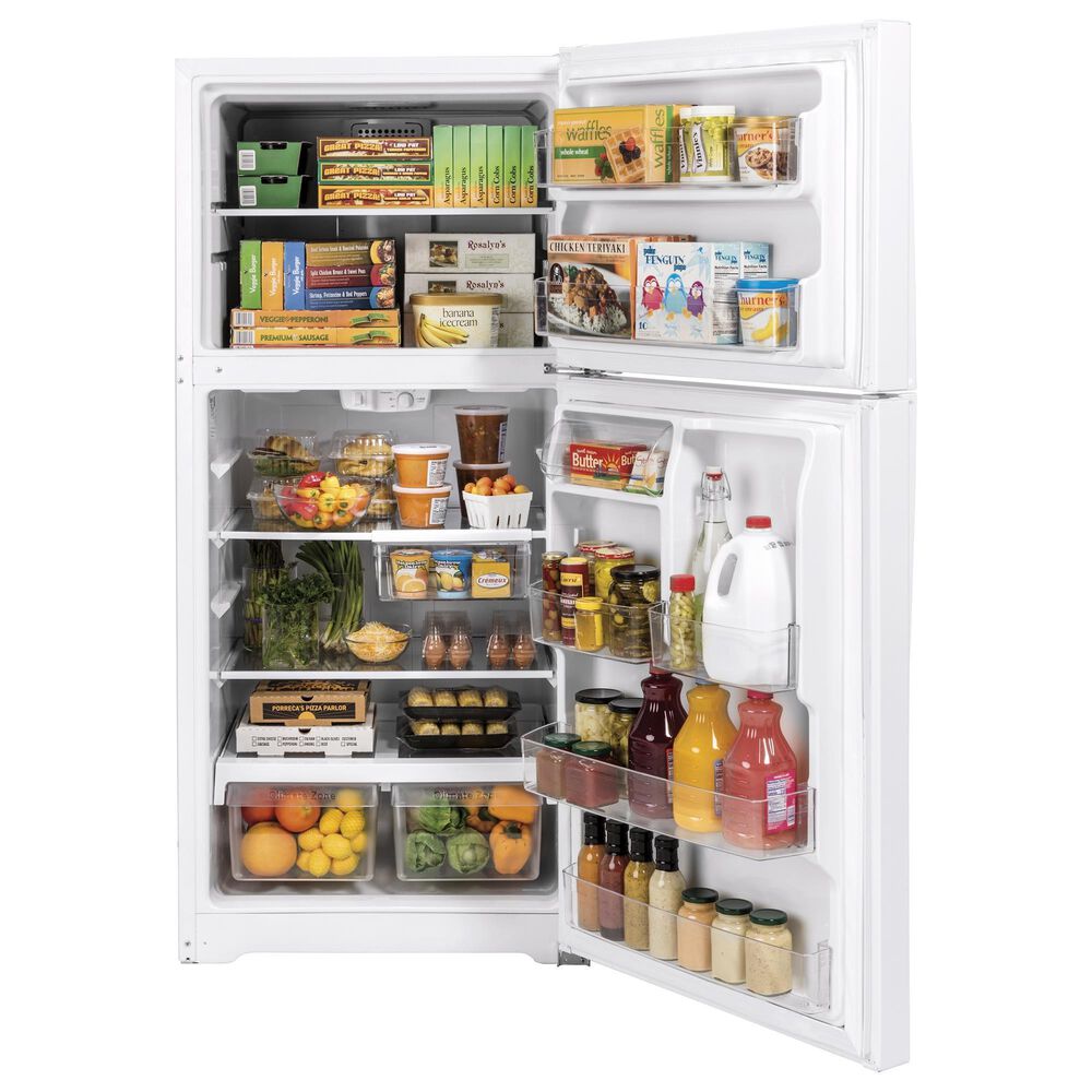 GE Appliances 21.9 Cu. Ft. Top-Freezer Refrigerator with High Gloss Handle in White, , large