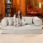 Jaxx Unsofa Stationary Loveseat in Ivory Velvet, , large