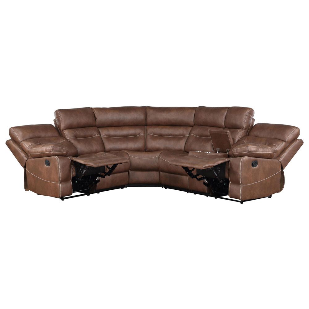 Steve Silver Rudger 3-Piece Manual Reclining Sectional in Chestnut, , large