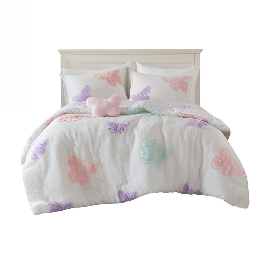 Hampton Park Rio 4-Piece Full/Queen Comforter Set in Purple, Blush Pink and Bright White, , large
