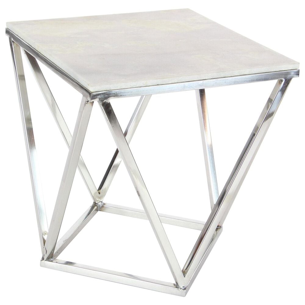 Maple and Jade Geometric Accent End Table in Silver and White, , large