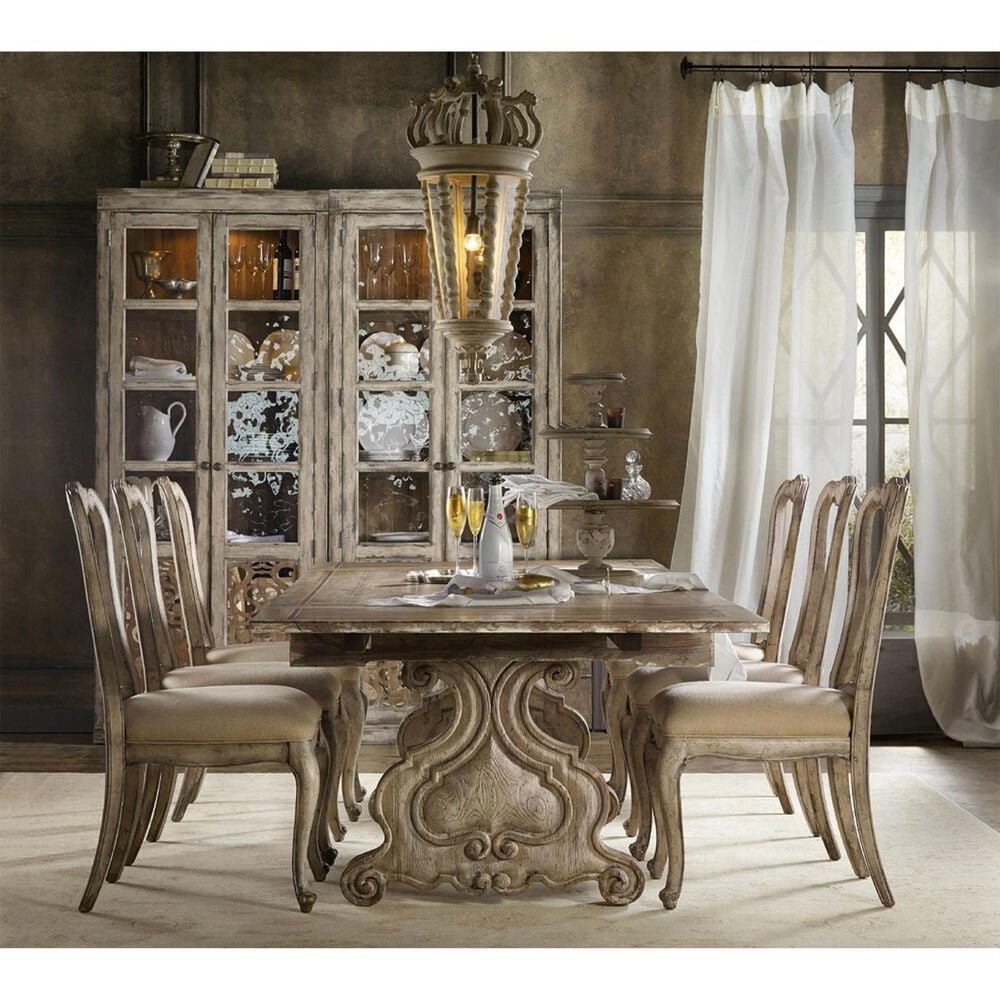 Hooker Furniture Chatelet Rectangle Trestle Dining Table in Vintage White - Table Only, , large