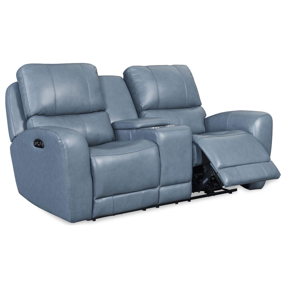 Italiano Furniture Bel Air Power Reclining Console Loveseat In Blue, , large