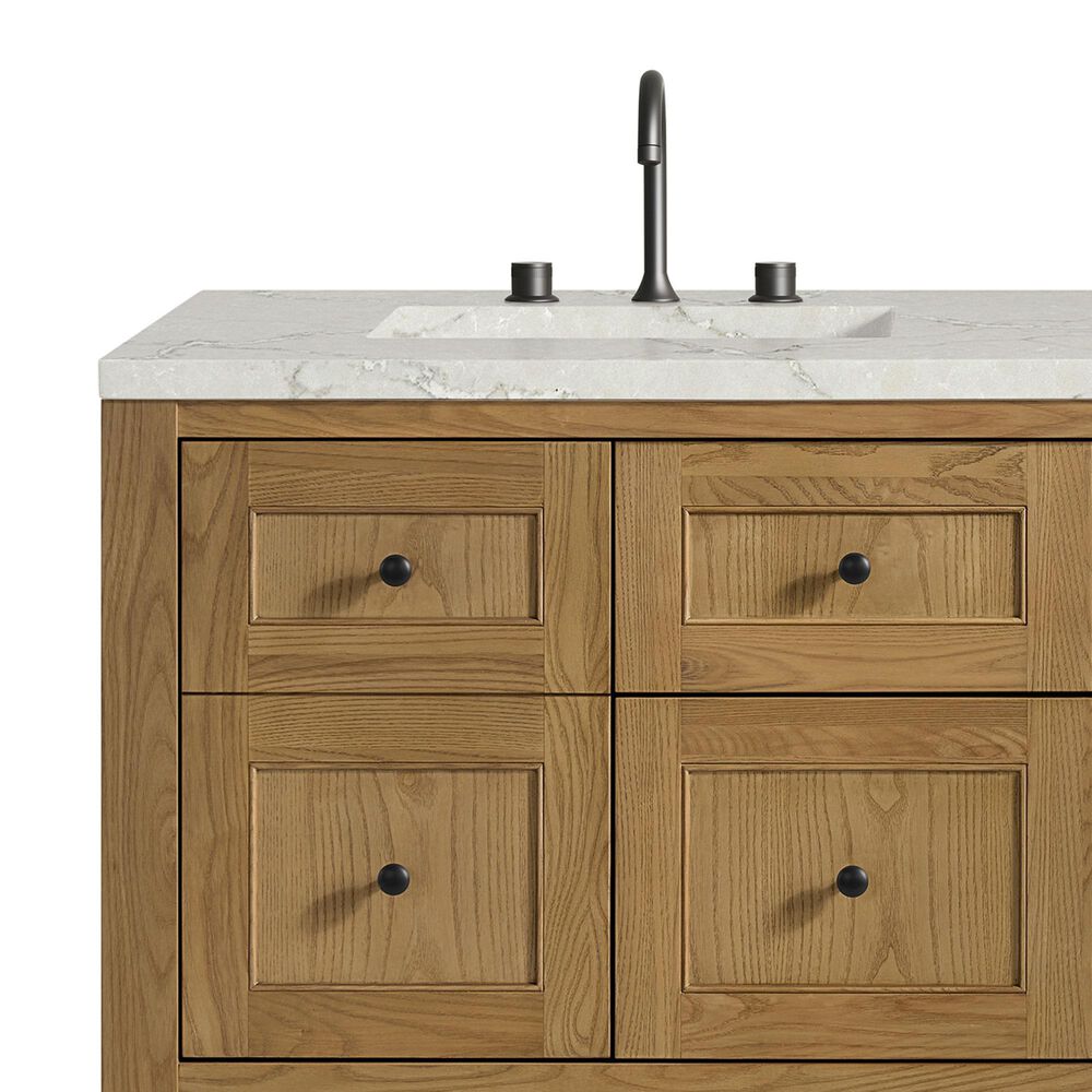James Martin Vanities Breckenridge 60&quot; Double Bathroom Vanity in Light Natural Oak with 3 cm Victorian Silver Quartz Top and Rectangular Sinks, , large