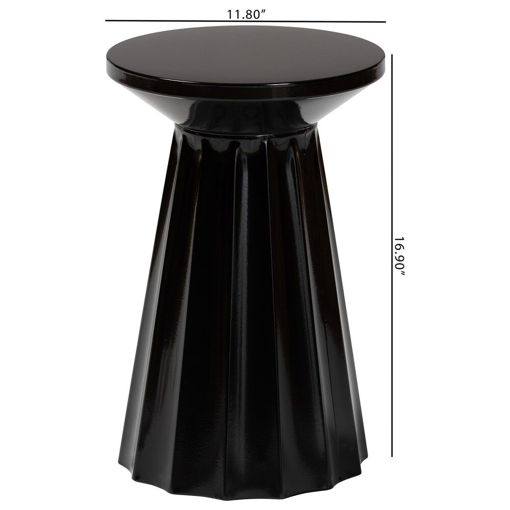 Baxton Studio Ulmer Patio Side Table in Black, , large