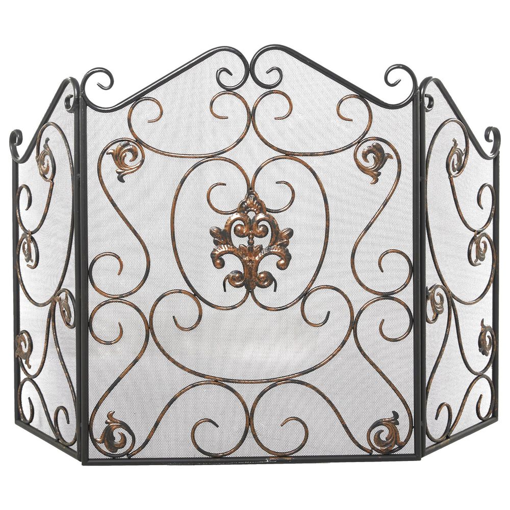 Maple and Jade 47" x 30" Fireplace Screen in Black, , large