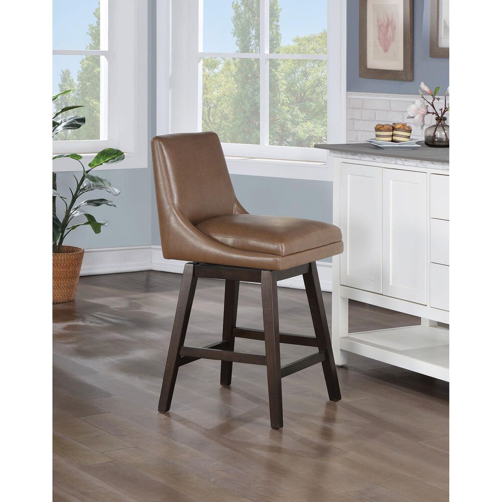 OSP Home Allingham 26&quot; Swivel Counter Stool with Molasses Cushion in Dark Walnut, , large