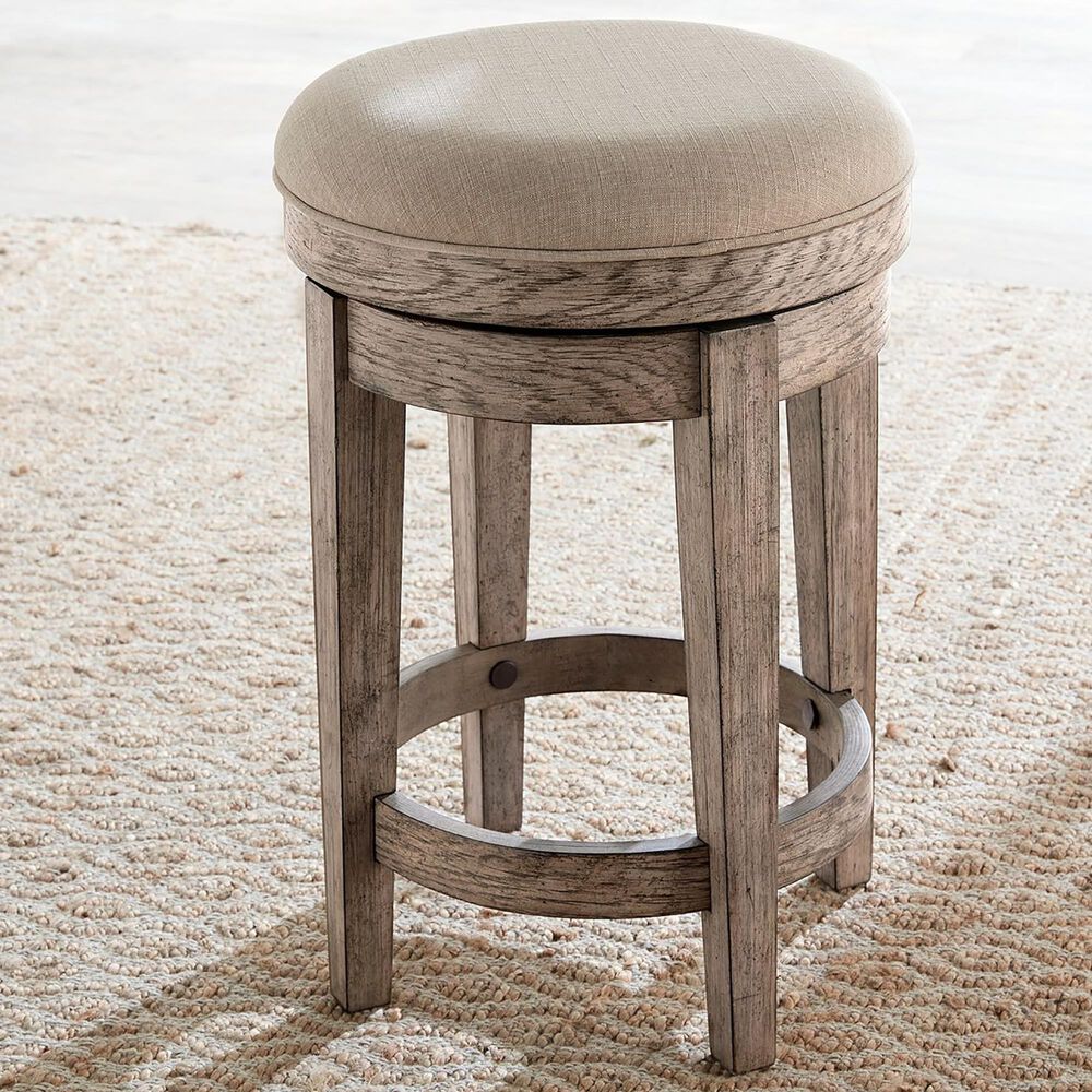 Belle Furnishings City Scape Upholstered Swivel Console Stool in Burnished Beige, , large