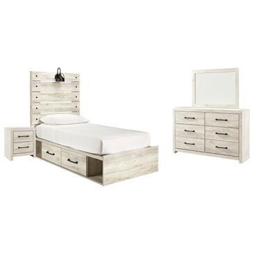 Signature Design by Ashley Cambeck 4 Piece Twin Single Storage Bed Set in Whitewash, , large