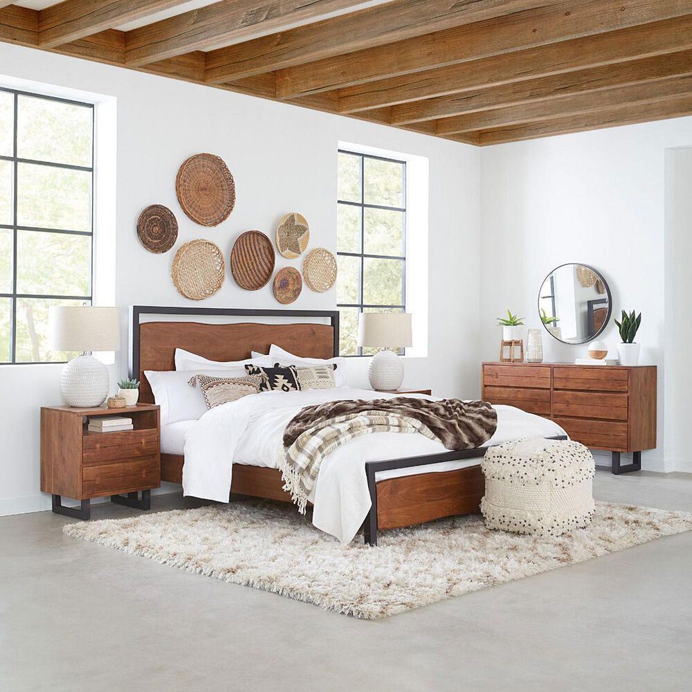 Home Trends &amp; Design Aspen Queen Platform Bed in Walnut and Antique Zinc, , large