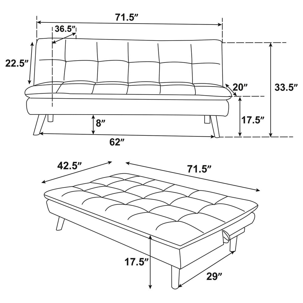 Coaster Scout Stationary Convertible Sofa Bed in Grey, , large