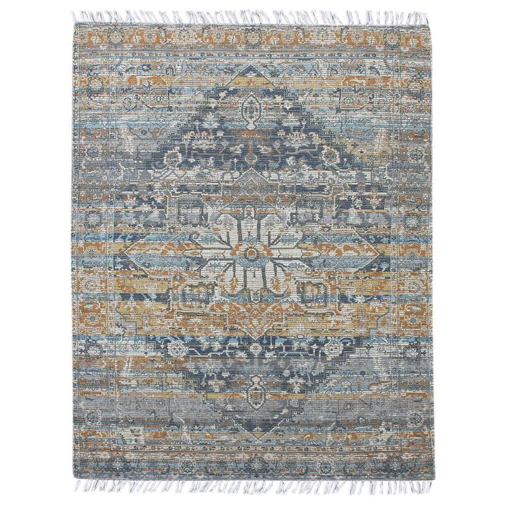 Amer Rugs Prairie 5" x 7"6" Denim and Orange Area Rug, , large