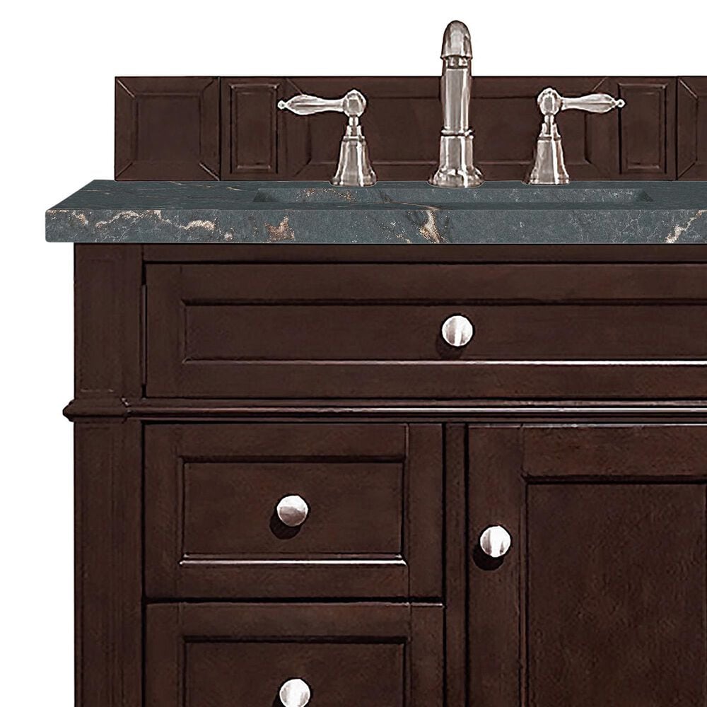 James Martin Vanities Brittany 30&quot; Single Bathroom Vanity in Burnished Mahogany with 3 cm Parisien Bleu Quartz Top and Rectangular Sink, , large