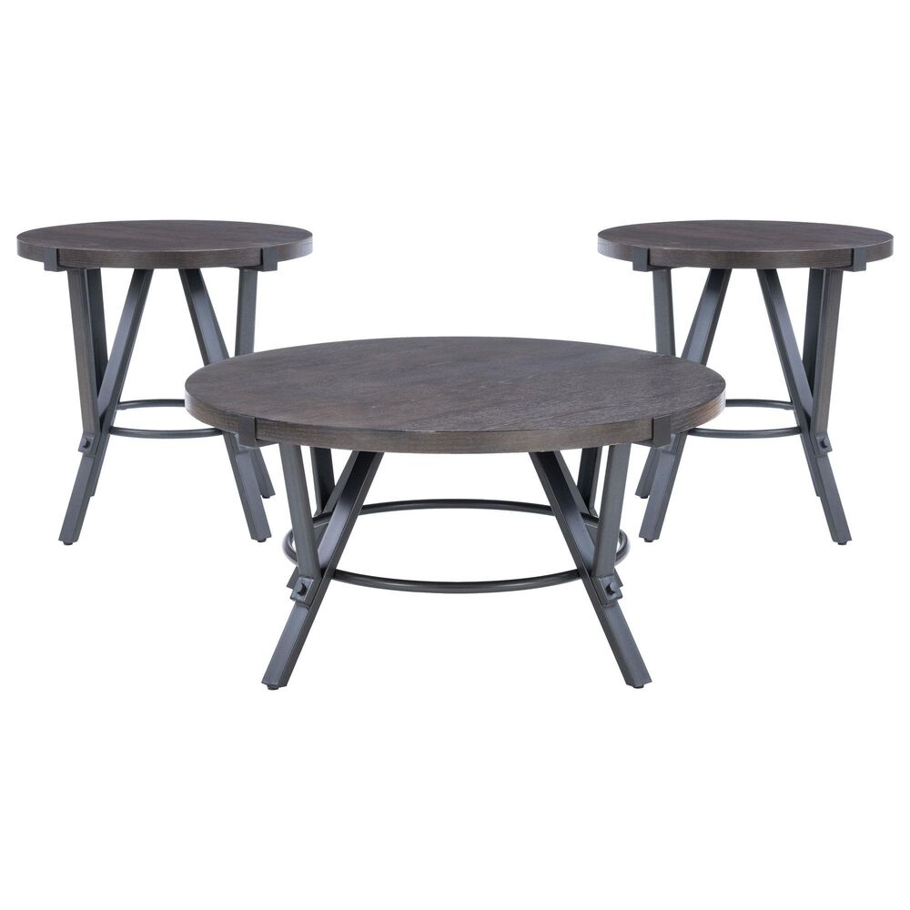 Linon Home Decor Glenroy 3-Piece Occasional Table Set in Charcoal Brown and Charcoal Grey, , large