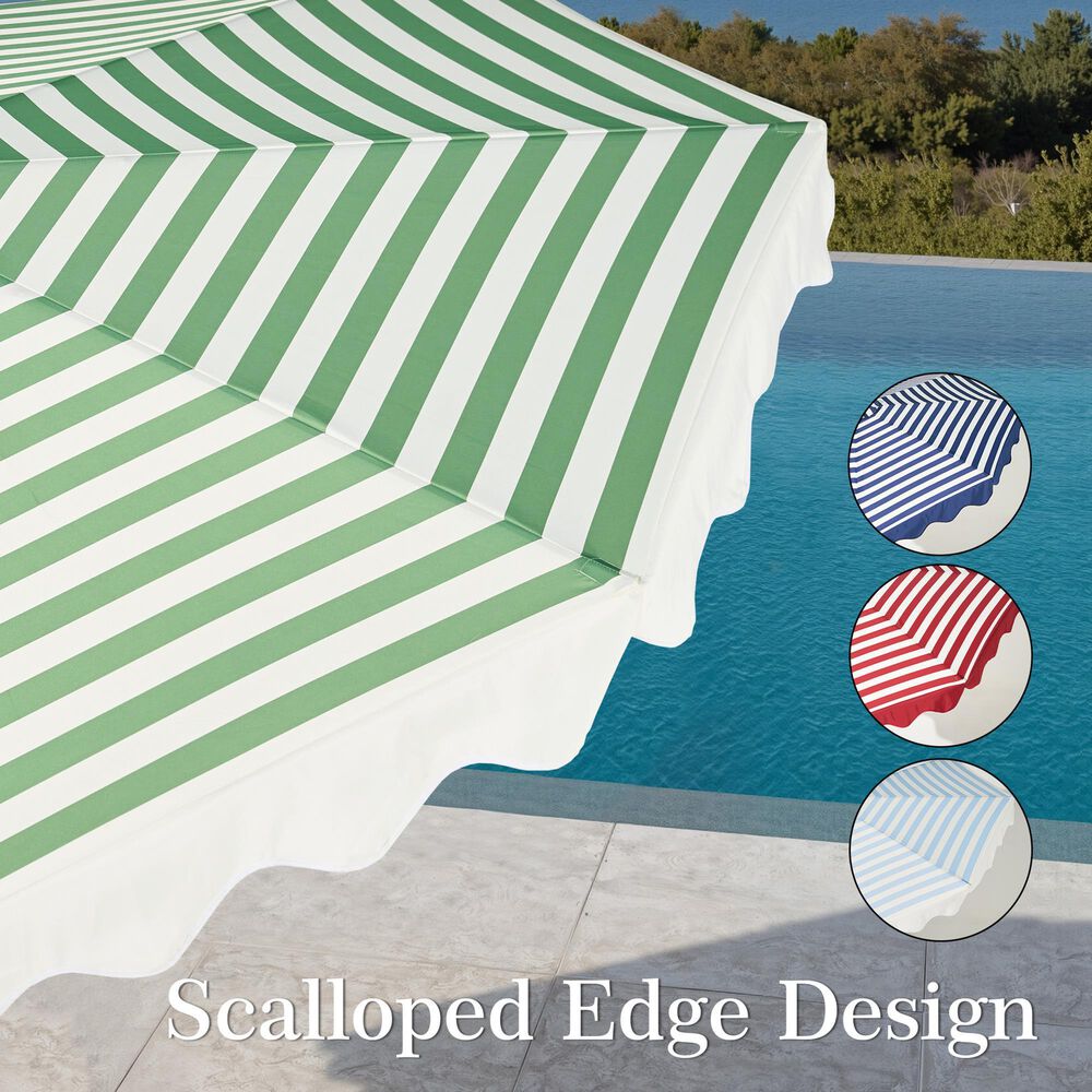 HOMLUX 10' Patio Umbrella with Adjustable Tilt and Scalloped Edge in Green, , large