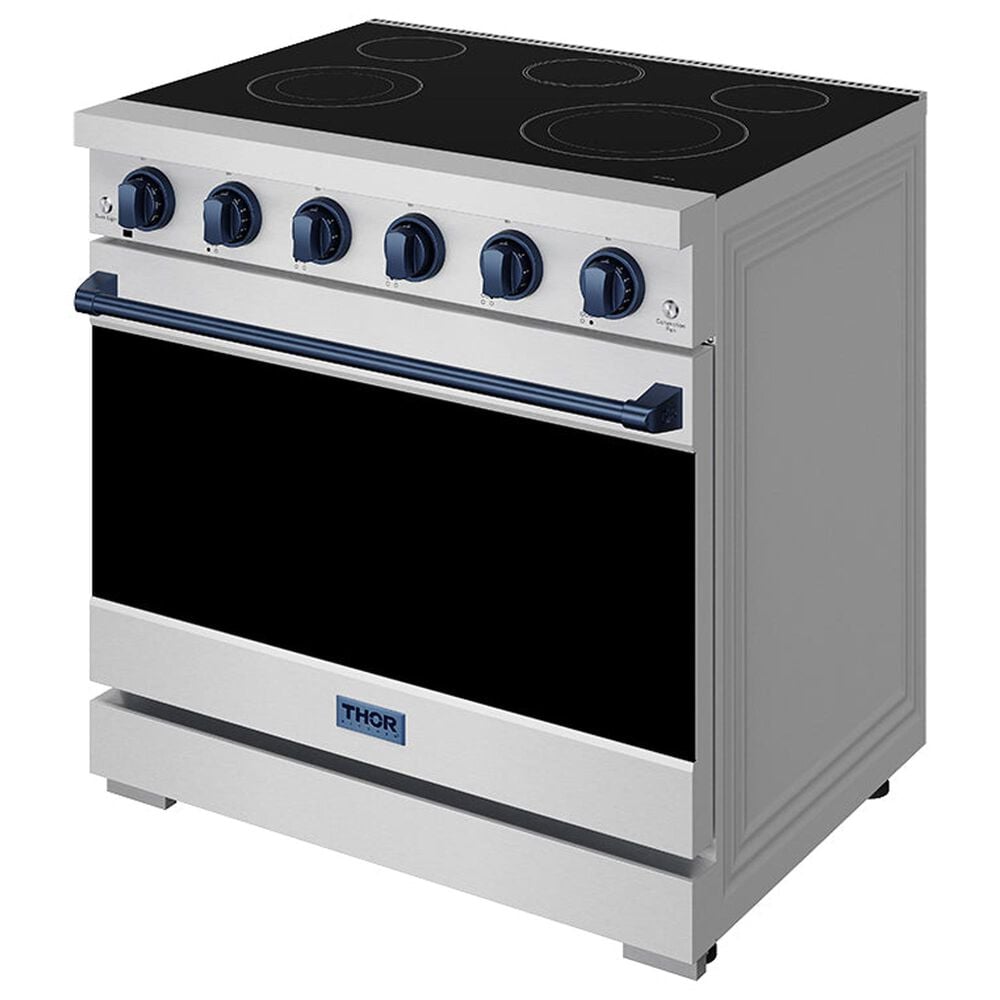 Thor Kitchen Gordon Ramsay 6 Cu. Ft. Professional Freestanding Electric Range with Blue Handle Kit in Stainless Steel, , large