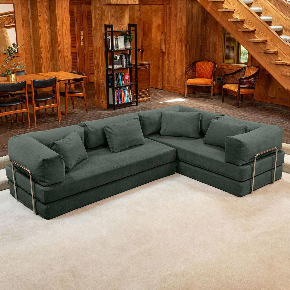 Jaxx Unsofa 2-Piece Modular Right Facing L-Shaped Sectional in Forest Dark Green, , large