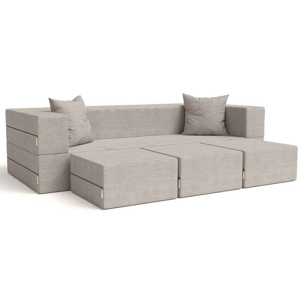 Jaxx Zipline 3-Piece Stationary Convertible Sleeper Sofa in Grey Velvet, , large