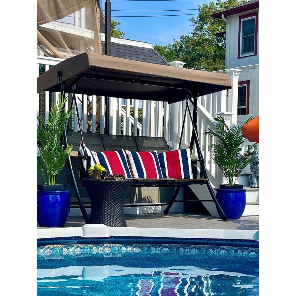 HOMLUX 3-Seat Patio Porch Swing with Weather Resistant Steel Frame and Adjustable Tilt Canopy in Beige, , large