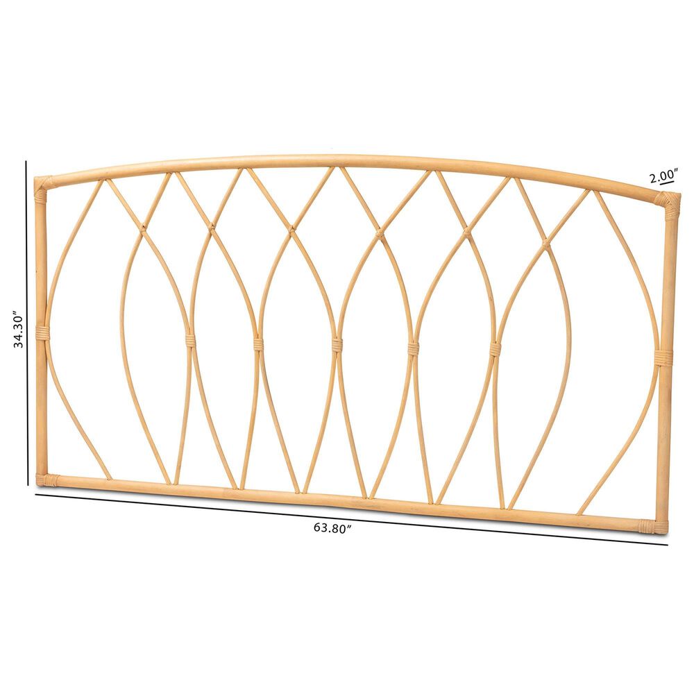 Baxton Studio Halia Queen Wall Mount Headboard in Natural Brown, , large