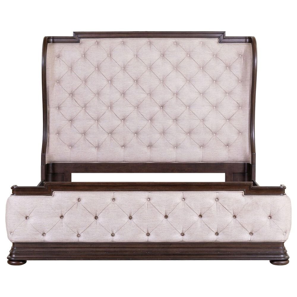 Belle Furnishings Provence Park 4-Piece Queen Upholstered Shelter Bedroom Set in Chateau Brown, , large