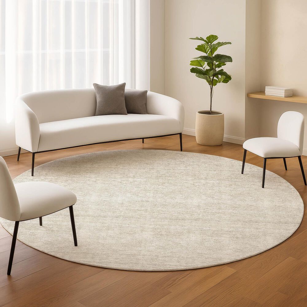 Dalyn Rug Company Soft Essentials Solid Ivory 8' Round Indoor/Outdoor Area Rug, , large
