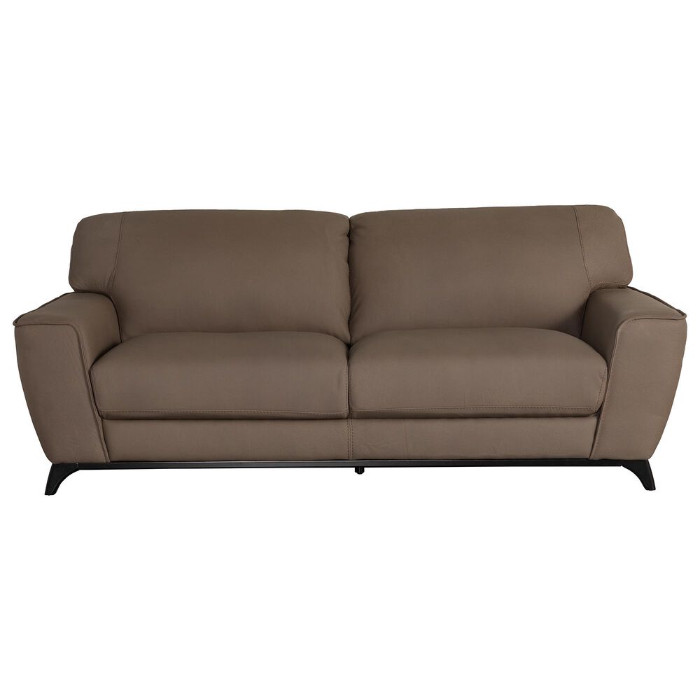 Sienna Designs Leather Stationary Sofa in Stonewash Olive, , large