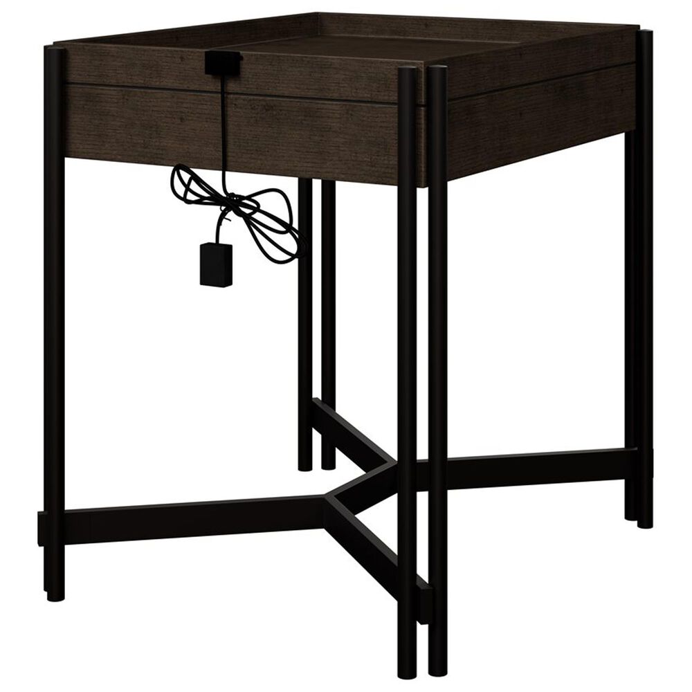 Golden Wave Furniture Huron Chairside Table in Dark Brown and Black, , large