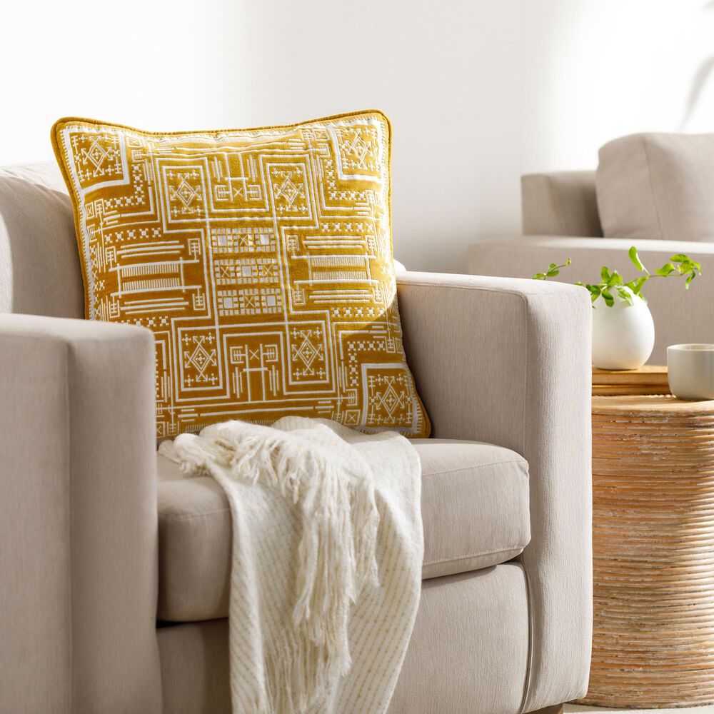 Surya Camaxtli 20&quot; Square Throw Pillow in Mustard, , large