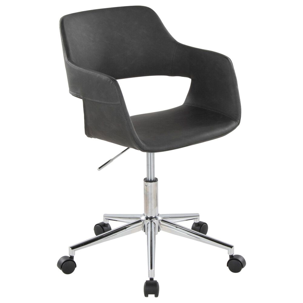 LumiSource Margarite Swivel Task Chair with Grey Faux Leather Cushion in Chrome, , large