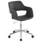 LumiSource Margarite Swivel Task Chair with Grey Faux Leather Cushion in Chrome, , large