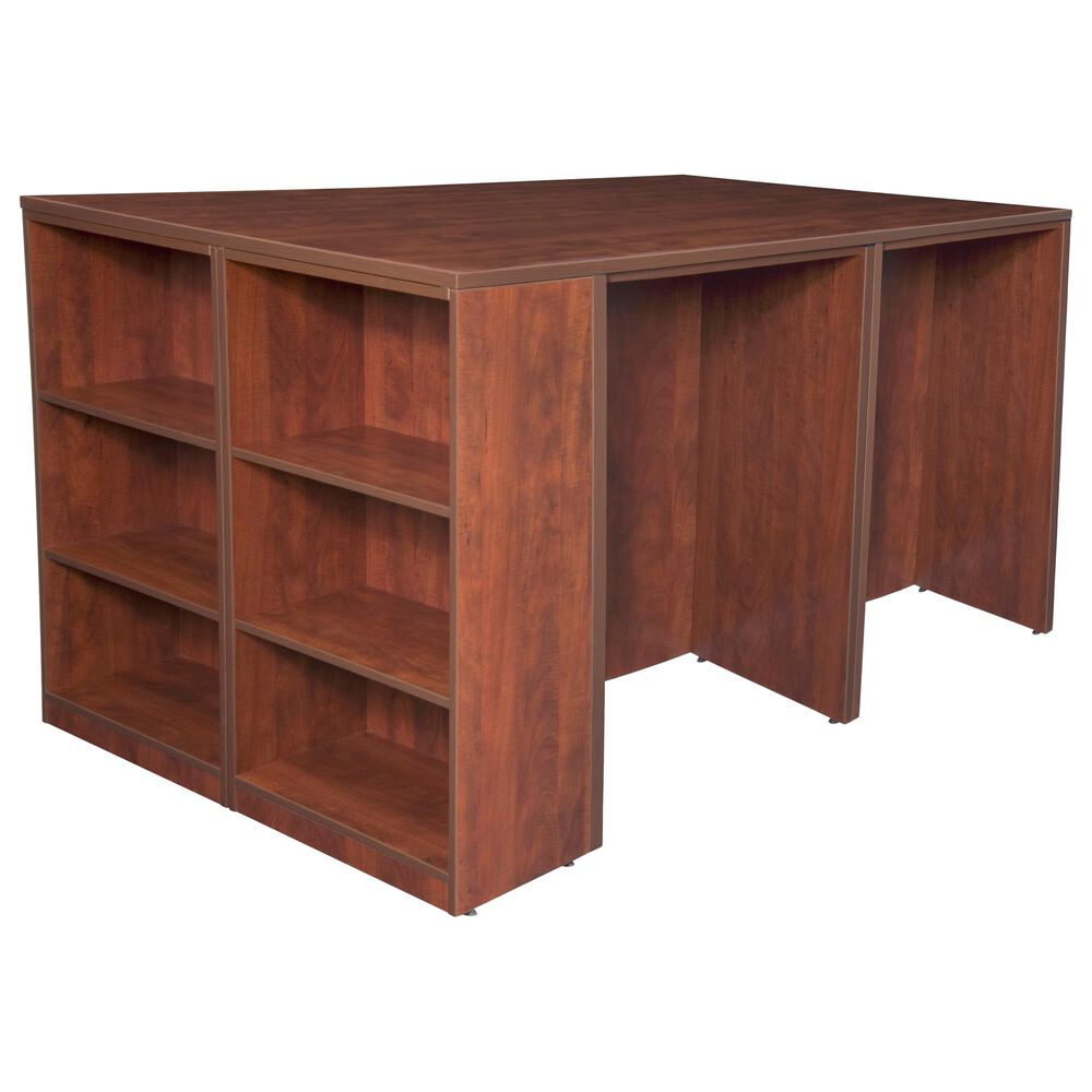Regency Global Sourcing Legacy Stand Up Desk Quad with Bookcase End in Cherry, , large