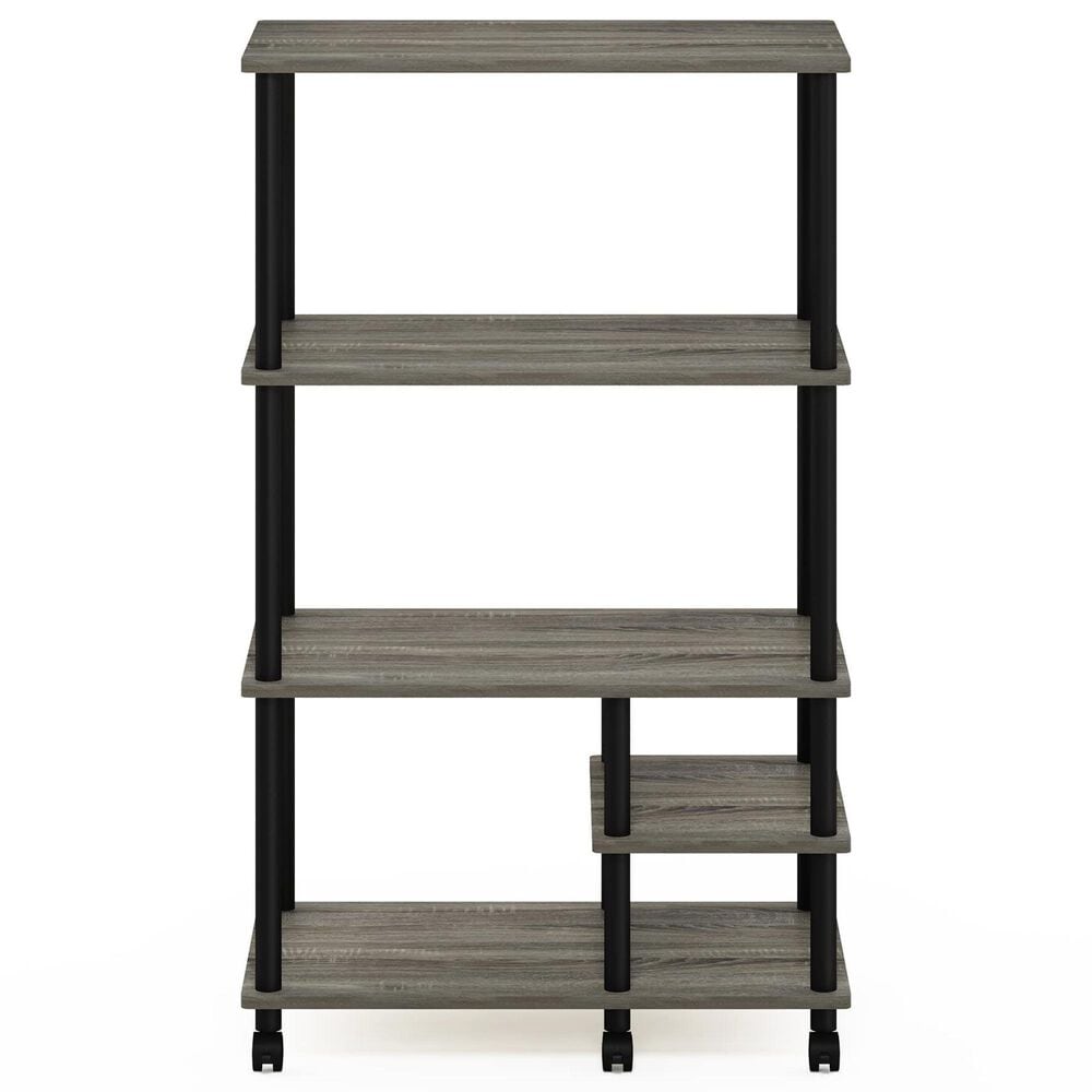 HOMLUX Turn-N-Tube 4-Tier Kitchen Storage Cart in French Oak Grey and Black, , large