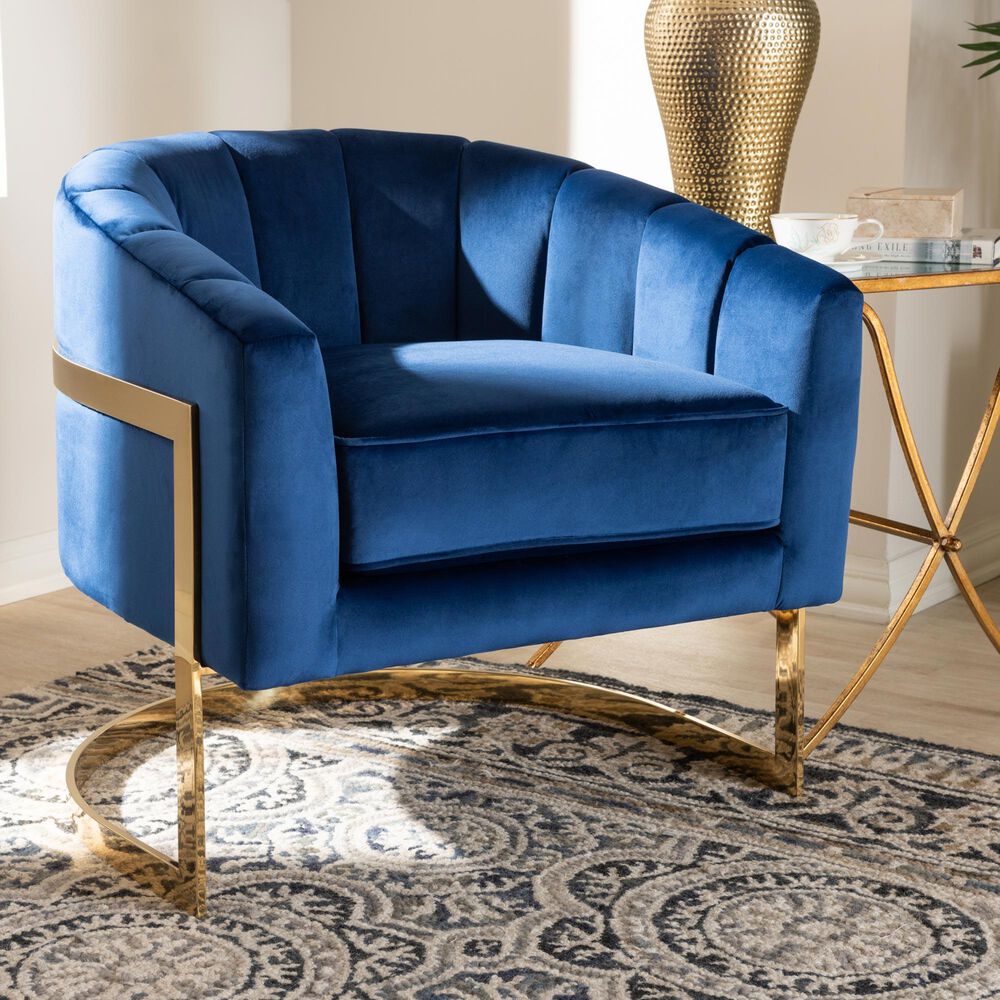Baxton Studio Tomasso Lounge Chair in Blue, , large