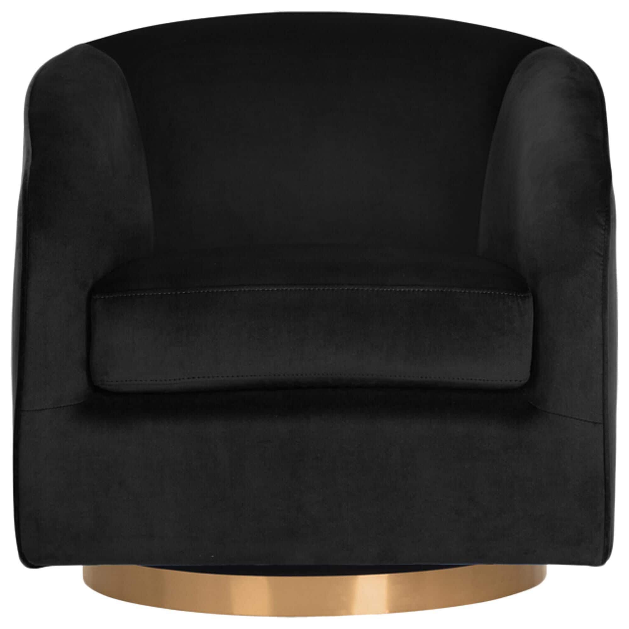 37B Hazel Swivel Lounge Chair in Black Sky Velvet