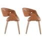 LumiSource Curvo Arm Chair with Camel Faux Leather Cushion in Whitewashed (Set of 2), , large