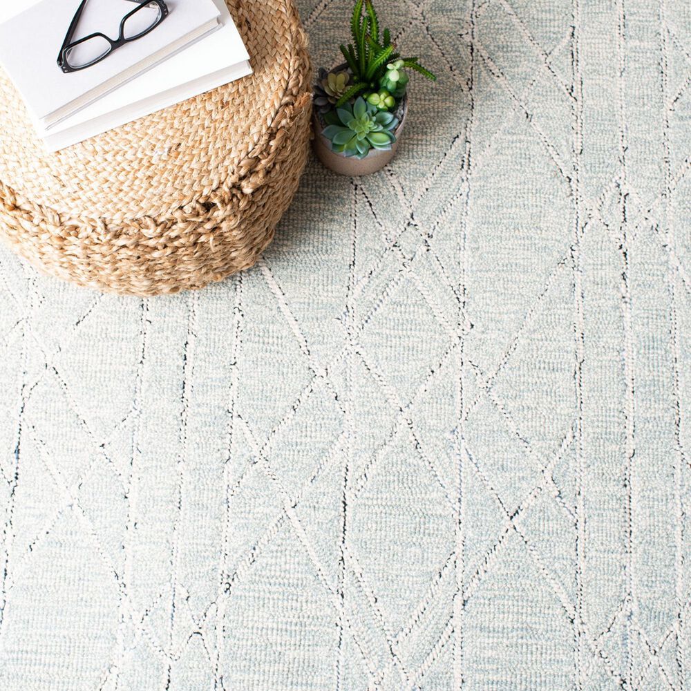 Safavieh Micro-Loop 5&#39; x 8&#39; Ivory and Light Blue Area Rug, , large