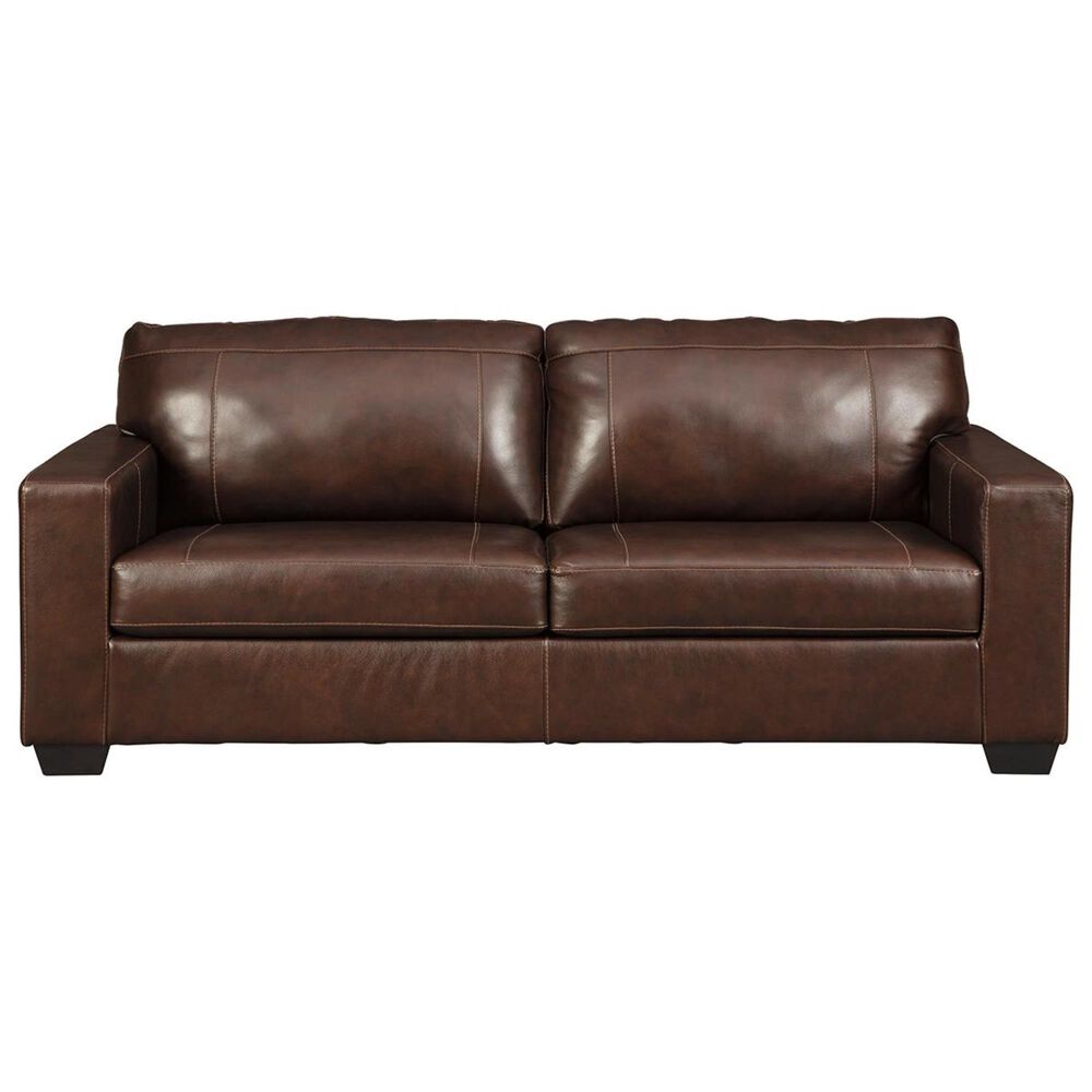 Signature Design by Ashley Morelos Stationary Leather Sofa in Chocolate, , large
