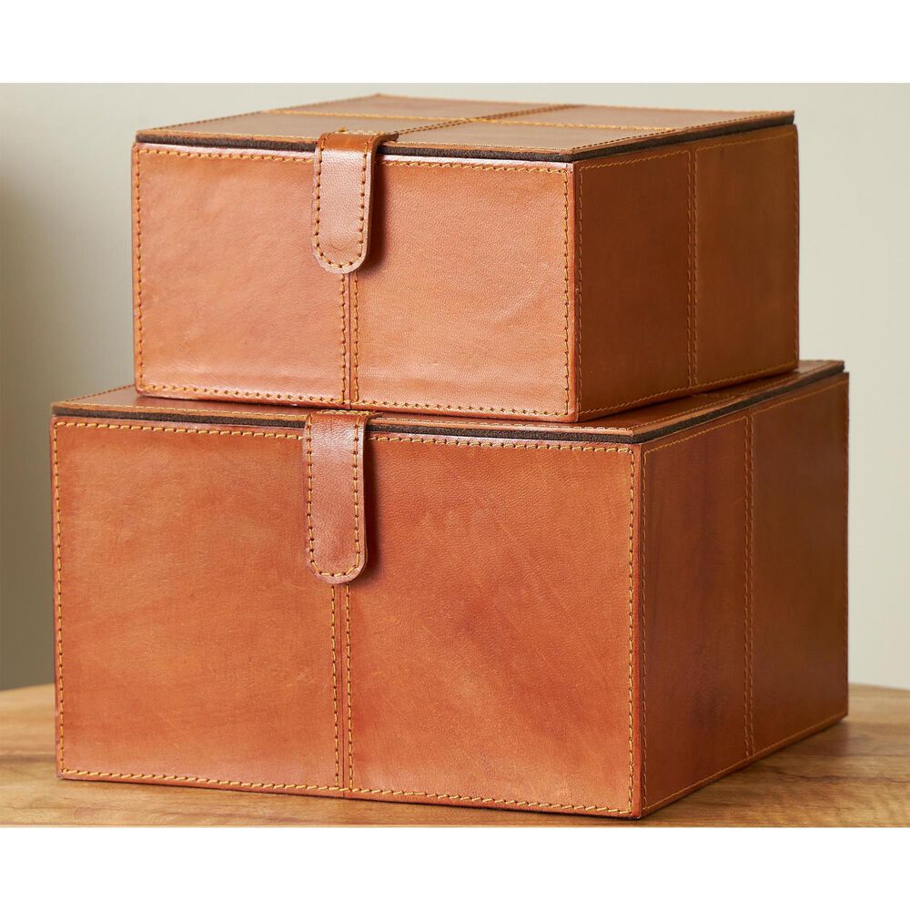 Maple and Jade 9.9&quot; 2-Piece Handmade Storage Decorative Box Set in Brown, , large