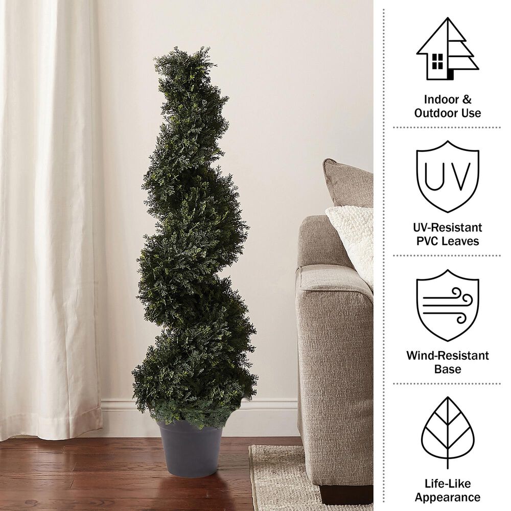 Timberlake 4' Artificial Spiral Cypress Topiary Tree with Pot in Green, , large